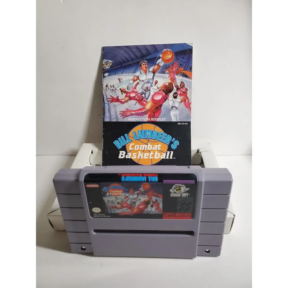 SNES - Bill Lambeer Combat Basketball - Includes Box and Manual